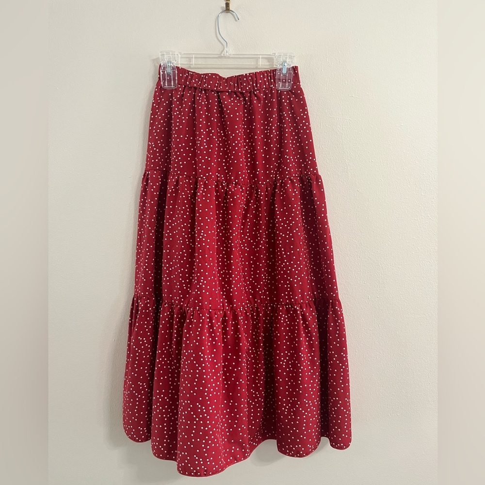 SHEIN Burgundy Polka Dot Maxi Skirt